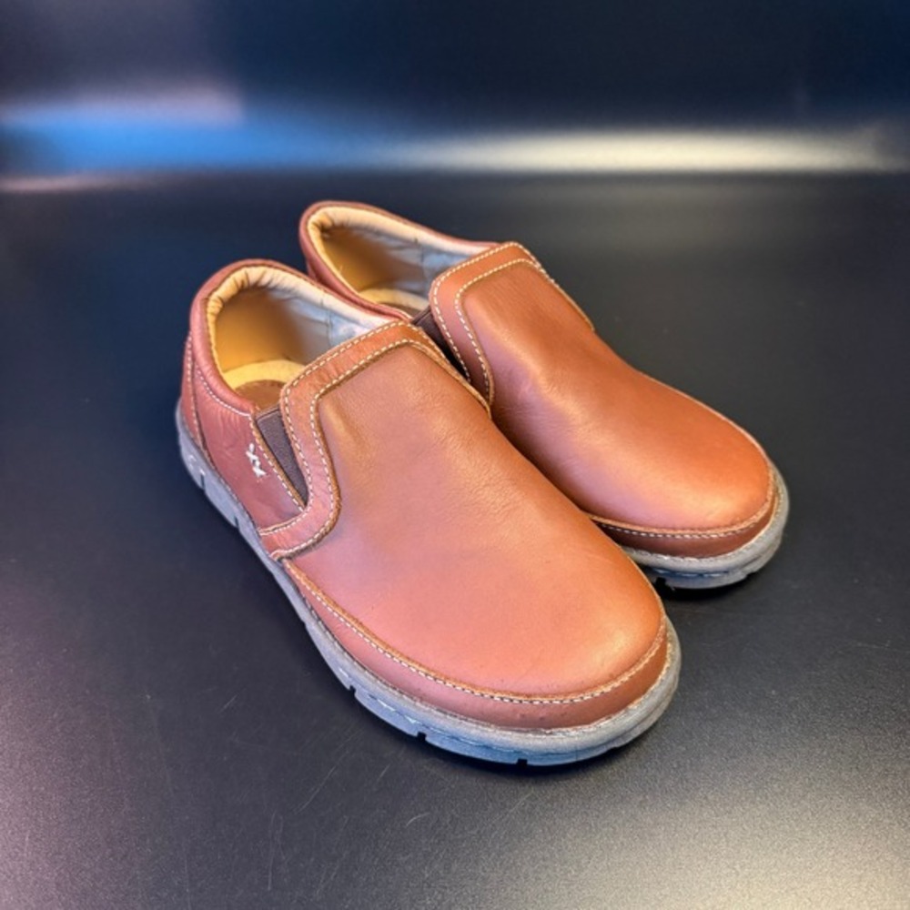 Born Han Sawyer Brown Faux Leather Slip-On Loafers Boys Size‎ 1 US